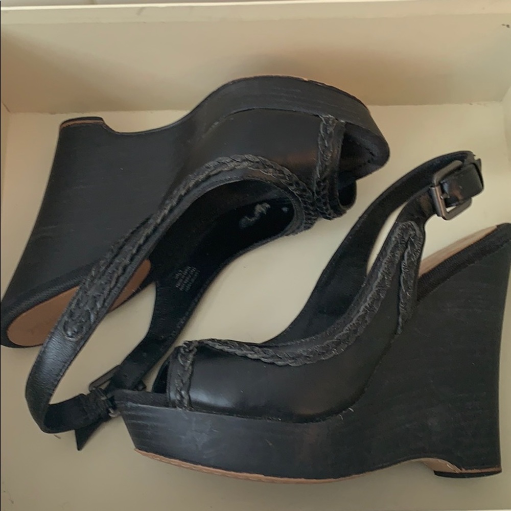 True Religion Black Wedge Sandal